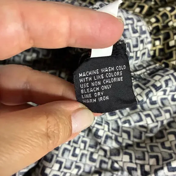 Manhattan Co Men’s Button Geometric Tan Green Casual Shirt Rayon US 3X Vintage - Picture 9 of 9